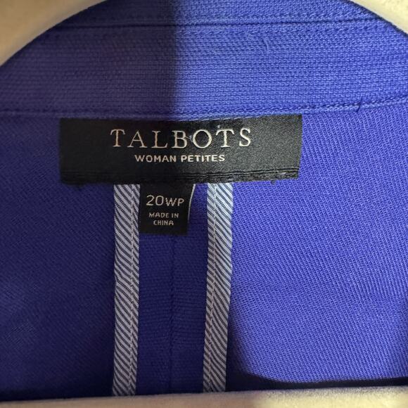 Talbots 20WP Blazer Jacket Bright Royal Blue Cotton Blend with Gold Buttons - Picture 6 of 8